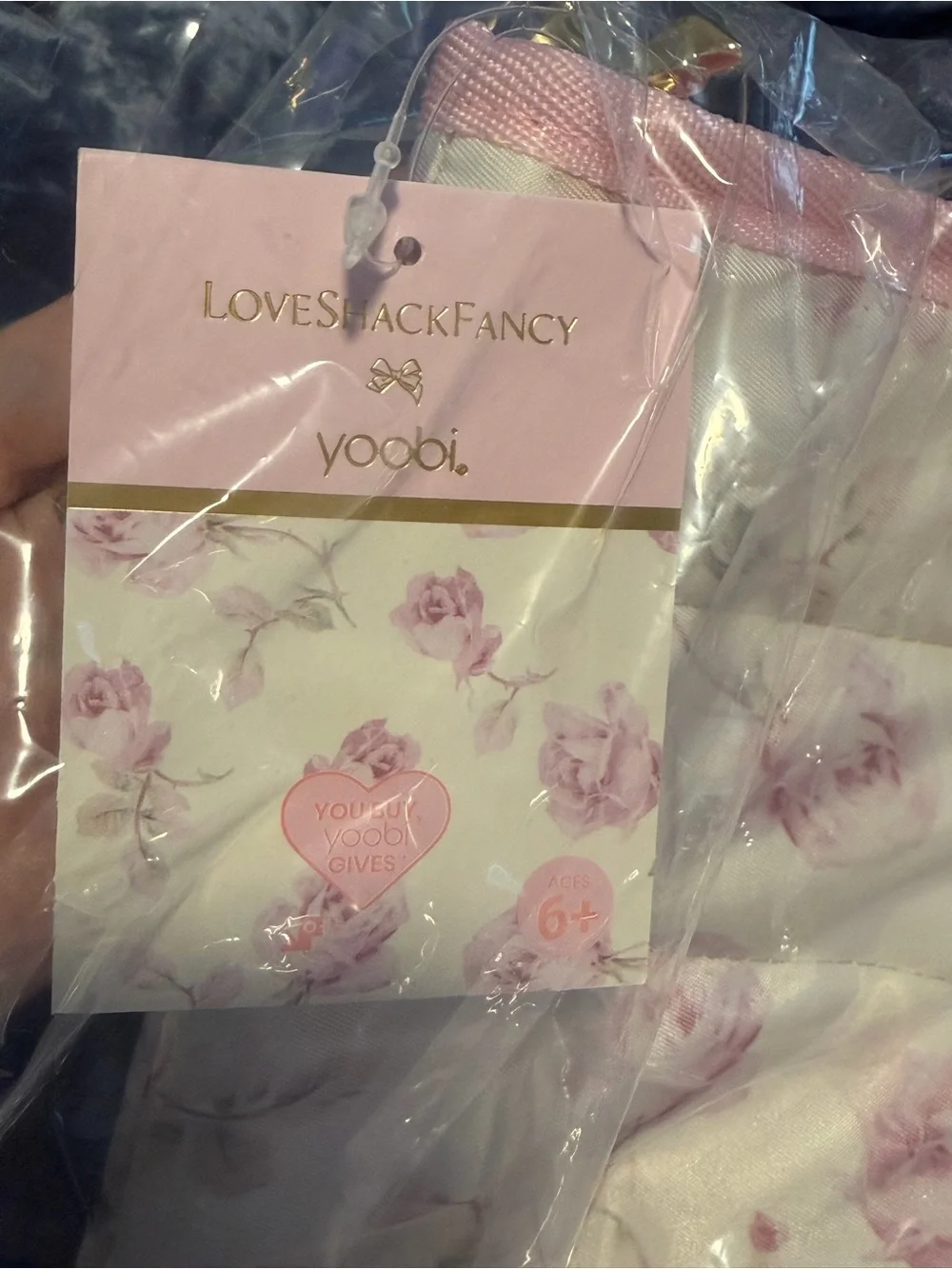 LoveShackFancy x Target - Yoobi Ribbon Rosa Quilted Tote Bag Sterling Dusk
